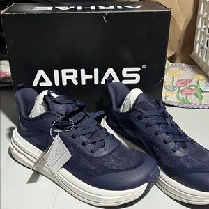 Men's AIRHAS size 11  tie Navy Sneakers new inbox